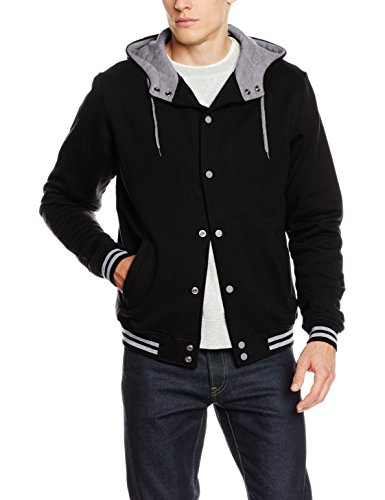 Urban Classics Hooded College Sweatjacket Chaqueta Deportiva, Mehrfarbig (Blk/Gry 29), XS para Hombre