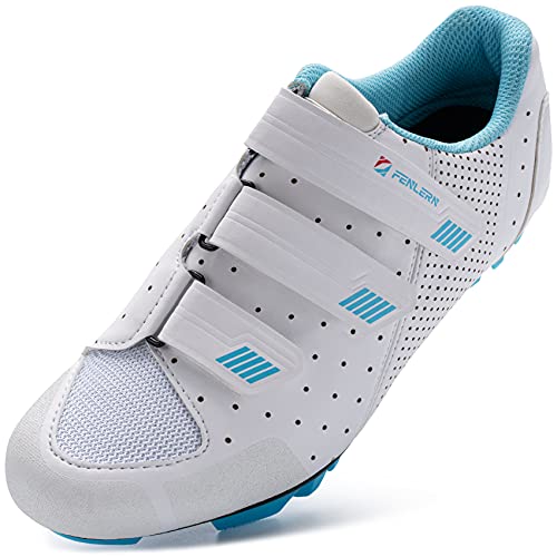 URDAR Zapatillas de Ciclismo Mujer Montaña Zapatillas de Bicicleta Transpirables Cómodos Zapatillas de Ciclismo MTB(Blanco,35 EU)