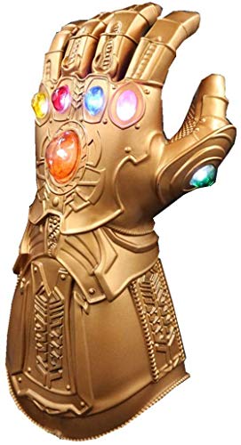 UrMsun Iron Man Infinity Gauntlet con 2 Pilas Recambio, Guantele Thanos Vengadores 4 Final del Juego Iron Man Infinity Gauntlet Hulk Thanos Capitan America Thor Cosplay (Oro)