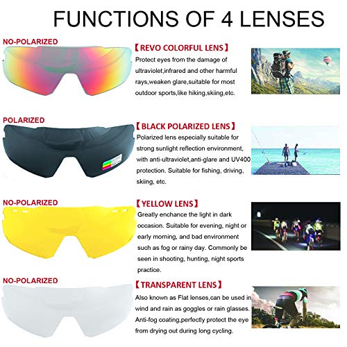 V VILISUN Gafas Deportivas Polarizadas con Protección UV400 con 4 Lentes Intercambiables Gafas De Ciclismo Mujeres Hombres para Deportes Al Aire Libre Ciclismo Motociclismo Correr Pesca Golf