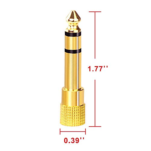 VCE Adaptador de Audio Jack 6.35 a 3.5mm, Convertidor de Jack a Mini Jack 6.35mm a 3.5mm Macho a Hembra para Auriculares,Altavoces, Amplificador,Mezclador de Audio 2 Unidades