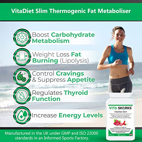 VitaDiet Slim Thermogenic Fat Metaboliser - Supresor del apetito, potenciador de adelgazamiento natural, quemador de grasa y refuerzo del sistema metabolismo