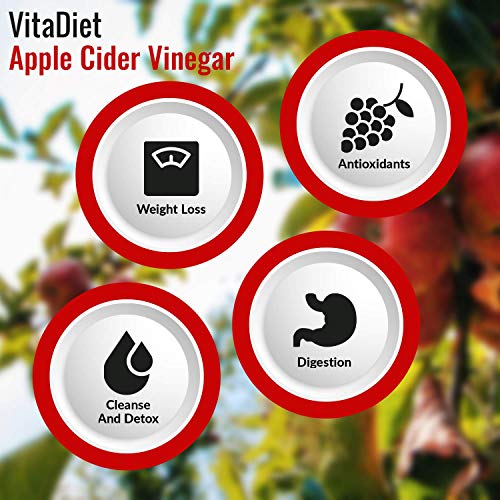 VitaDiet Vinagre de sidra de manzana con cromo para un metabolismo saludable, sistema inmunológico natural, apoyo para adelgazar, adelgazar y perder peso (120 cápsulas veganas)