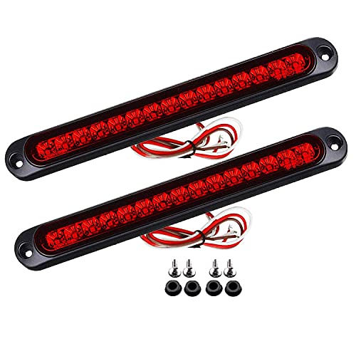 Viudecce 2 Piezas 10 Pulgadas 15 LED Luz de Remolque LED Luz de Parada de Luz Trasera Tercera Tira de Barra de Freno para Barcos de Servicio Pesado Camiones Rojo