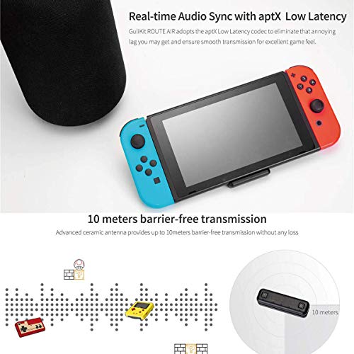 WeChip Adaptador de transceptor USB de Audio Bluetooth Route Air para Nintendo Switch/Switch Lite / PS4 / PC, 5 mm, sin retraso, Plug and Play, Azul