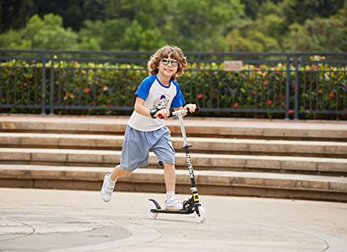 WeSkate Patinete para Niños con Ruedas LED Iluminadas, Patinetes de Altura Ajustable para Niños y Niñas de 3 a 10 años, Scooter Plegable para Niños, Capacidad de Peso de 110 LB (Negro)