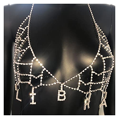 WFWJSKJ Cadena Corporal STONETFANS Marca Comercial Cuerda Cadena Change Mujeres Bra 12 CONTELACIONES JOYERO DE Cadena Mujeres Sexy Rhinestone Sujetador Joyería Joyas del Cuerpo para Las Mujeres.