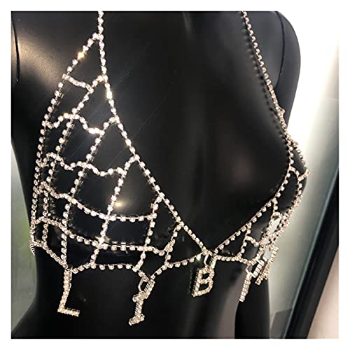 WFWJSKJ Cadena Corporal STONETFANS Marca Comercial Cuerda Cadena Change Mujeres Bra 12 CONTELACIONES JOYERO DE Cadena Mujeres Sexy Rhinestone Sujetador Joyería Joyas del Cuerpo para Las Mujeres.