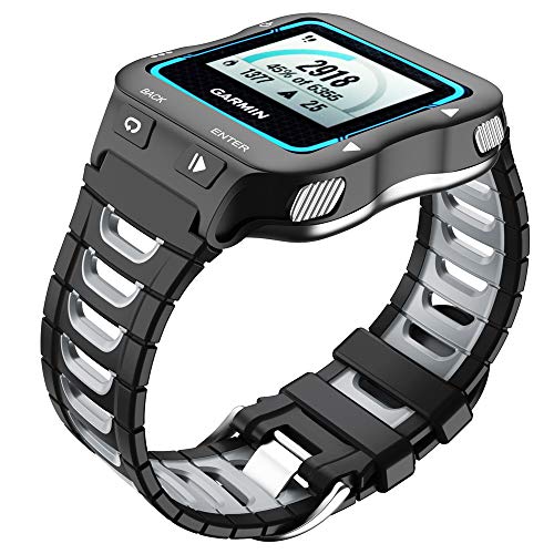 WIIKAI Correa de Reloj de Repuesto, Compatible con Garmin Forerunner 920XT, Correa de Reloj de Silicona. (Gris Negro)…