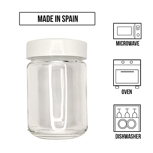 XILMARK Vasos yogurt con Tapa Rosca Plástico twist off de 156 mililitros , vasos yogurtera, Tarro de cristal para potitos bebé, Bote recipiente para natillas, Frasco conservas vacío (Pack 6 Unidades)