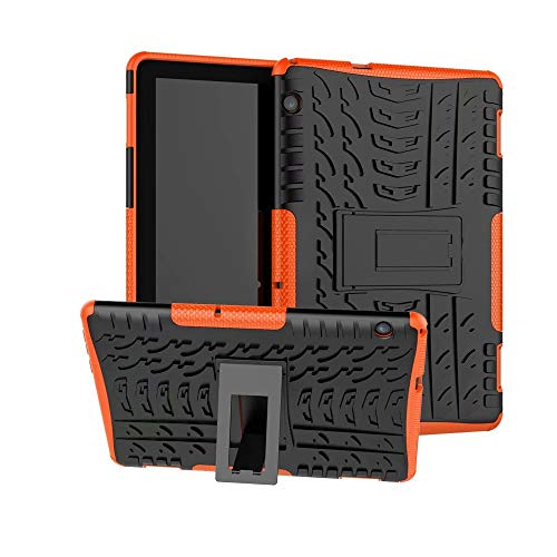 XITODA Funda Huawei MediaPad T5 10, Hybrid Rugged Armor Duro PC + TPU Silicone Back Case Cover Carcasa para Huawei MediaPad T5 10 2018 Tablet Funda con Kickstand - Naranja