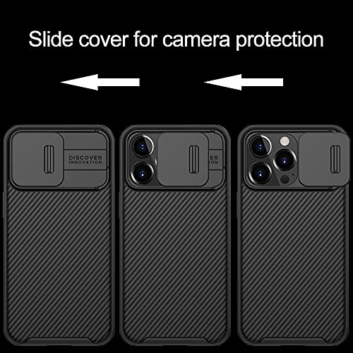 XTCASE Funda para iPhone 13 Pro, Protección de la cámara Carcasa Cubierta de cámara Deslizante Proteger Ultra-Delgado Híbrida PC Anti-Choque Anti-arañazos - Negro