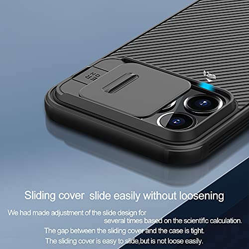 XTCASE Funda para iPhone 13 Pro, Protección de la cámara Carcasa Cubierta de cámara Deslizante Proteger Ultra-Delgado Híbrida PC Anti-Choque Anti-arañazos - Negro