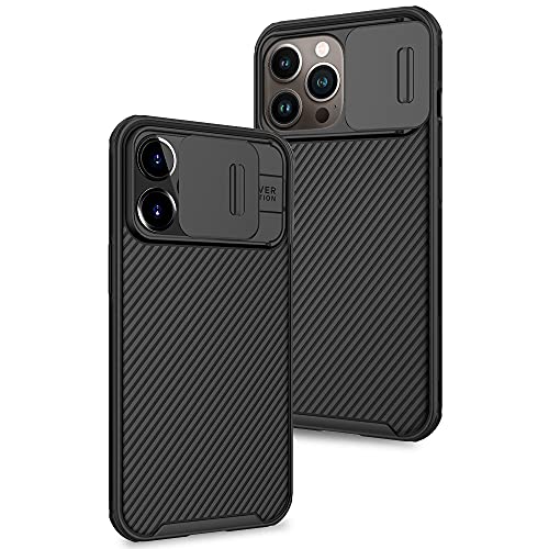 XTCASE Funda para iPhone 13 Pro, Protección de la cámara Carcasa Cubierta de cámara Deslizante Proteger Ultra-Delgado Híbrida PC Anti-Choque Anti-arañazos - Negro