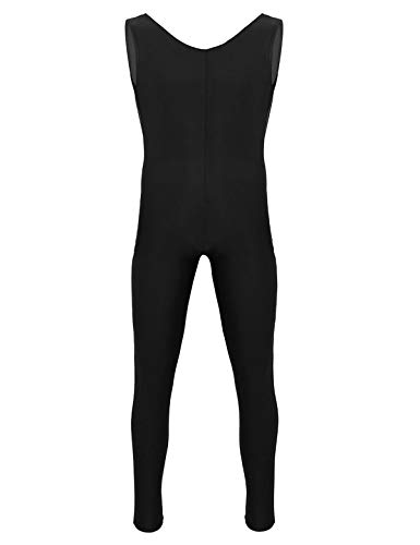 YiZYiF Maillot de Ballet para Hombres Mono Cuerpo Completo Chicos Leotardo de Danza Unitard Ajustado Ropa Bailarina Adulto Negro Medium