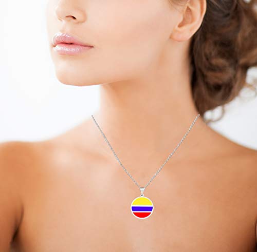 Yo Me Quedé en Casa Colgante Plata Bandera Colombia 18mm | Colgante Hombre Plata | Colgante Plata Mujer | Collar Personalizado |Bandera de Colombia| Regalo Original (Personalizado, 60)