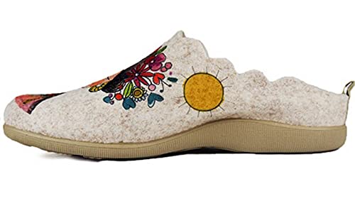 Zapatillas casa mujer fieltro Frida cómodas frase bonita - Garantía de calidad (36 EU, numeric_36)