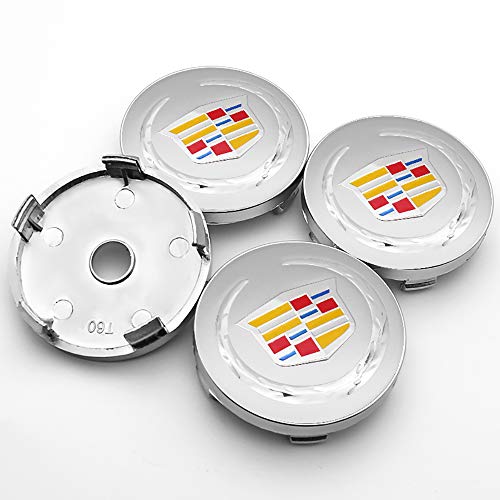 ZXCV 4Pcs Centro Tapacubos, para Cadillac CT4 CT5 CT6 XT4 XT6 Lyriq Escalade Seville 60mm Car Centrales Tapones Mediados Tapas de Llantas Cubo de la Rueda Plastico Aleación Logo Insignia Coche