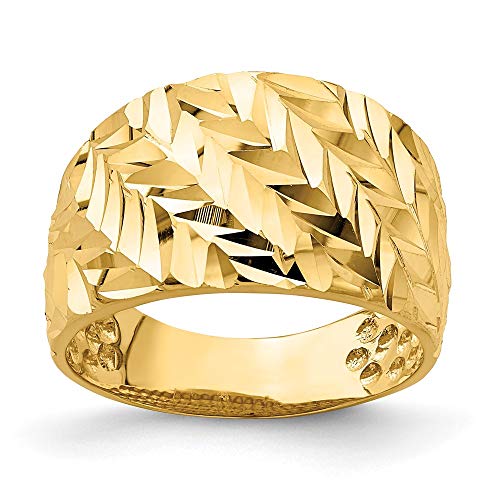 14k Yellow Gold Diamond-Cut Arrow Slash Dome Ring, Size 14