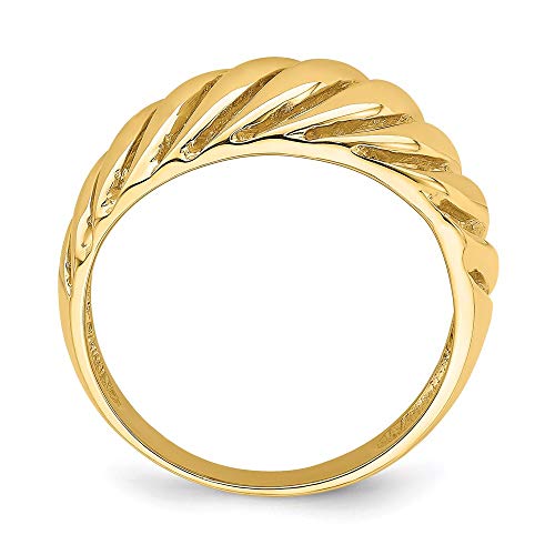 14k Yellow Gold Open Slash Dome Ring, Size 12 1/8