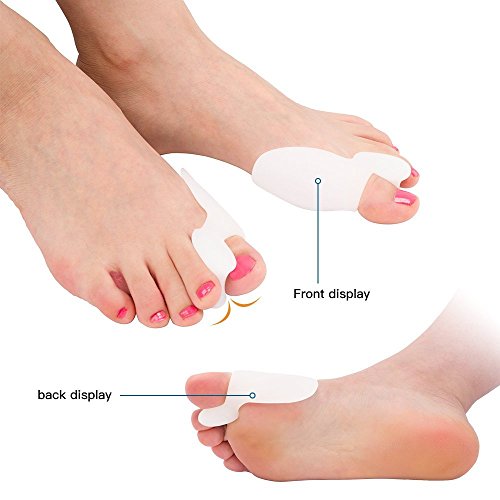 2 Pares Juanete Protector Gel Cojín Pad Alivio del Dolor Hallux Valgus Toe separador de silicona, Enderezador para dedo gordo del pie, corrector de juanetes