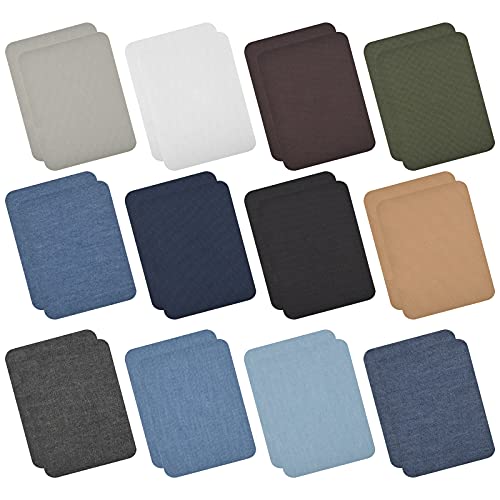 24 Piezas Parches Termoadhesivos, Parches Jeans Para Ropa Parches de Vaqueros Kit de Reparación de Pantalones Parches de Bordado Kit de Reparación de Pantalones en Parches Apliques para Ropa Camisetas