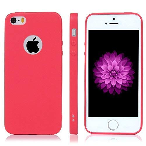 3x Funda iPhone SE, Carcasa iPhone 5S Silicona Gel - Mavis's Diary Mate Case Ultra Delgado TPU Goma Flexible Cover para iPhone 5/5S/SE - Rojo, Rosa claro, Verde menta