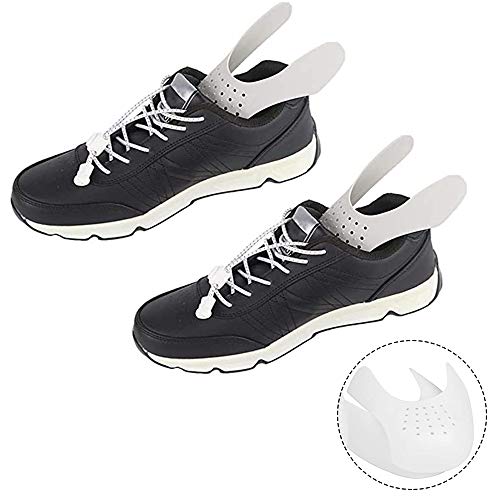 4 Pares Escudos de Zapatos, Protector de Zapatos Antiarrugas, Arrugas de Zapatos Antiarrugas, Anti-Arrugas Prevenga Calzado Deportivo Arrugas Arrugas Profundas para Hombres, Mujeres, Blanco, Negro