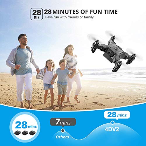 4DRC V2 Mini Drone con Cámara 720P HD Plegable FPV Control de Voz, Control de Gestos, Trayectoria de Vuelo, Vuelo Circular, Rotación de Alta Velocidad, FILP 3D, Sensor G, Modo sin Cabeza