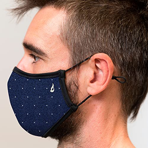 Abbacino mascarilla homologada y lavable para adulto con ajuste nasal efecto denim y estampado cruces azul marino