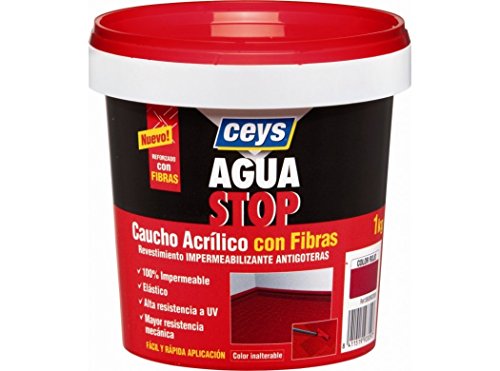 Aguastop Ceys M92283 Impermeabilizante aquastop Caucho acrilico con Fibras Rojo 1 kg