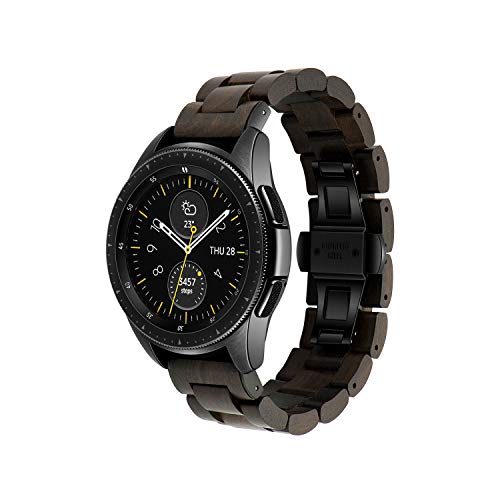 AIYIBEN Correa de Madera de 20mm, para Samsung Galaxy Watch Active/Active 2, Correa de Madera de Acero Inoxidable de 40/42/44mm, Correa de liberación rápida, Pulsera de Repuesto (Marrón + Negro)