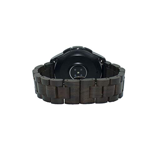 AIYIBEN Correa de Madera de 20mm, para Samsung Galaxy Watch Active/Active 2, Correa de Madera de Acero Inoxidable de 40/42/44mm, Correa de liberación rápida, Pulsera de Repuesto (Marrón + Negro)