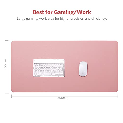 Alfombrilla Ratón Escritorio Grande 800x400x2mm ATailorBird Antideslizante e Impermeable Cuero PU Ideal Para Portátil, Teclado, Gaming Hogar y Oficina Ultra Delgada Doble Cara-Rosa/Plata