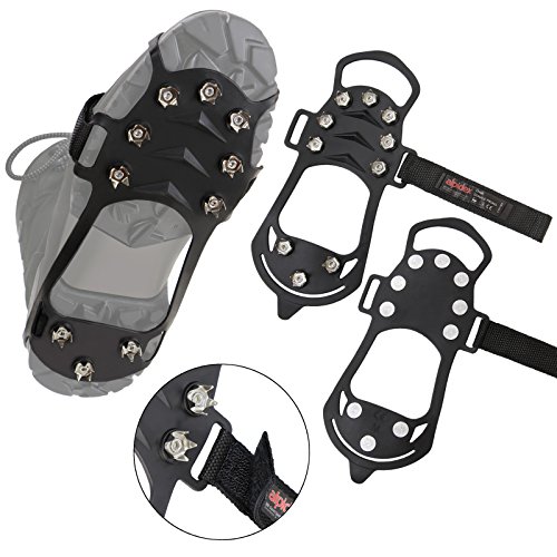 ALPIDEX Crampones Antideslizantes Racos de Hielo 10 Tacos Nieve Crampones Senderismo Tallas 38-47, Tamaño:M