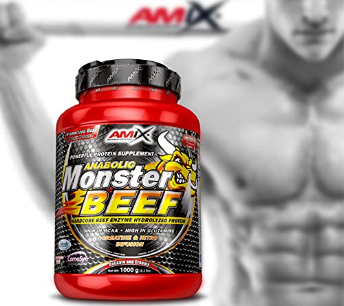 Amix - Monster Beef Protein - Suplemento Alimenticio - Mejora del Rendimiento - Proteína de Suero - Glutamina en Polvo - Nutrición - Proteína de Ternera - Sabor Chocolate - Bote de 1 Kg