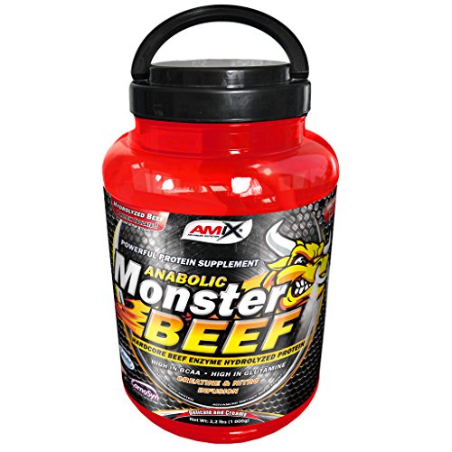 Amix - Proteína de Ternera, Monster Beef Protein, Favorece el Anabolismo Muscular, Rápida y Total Absorción, Baja en Hidratos de Carbono y Grasas, Proteína Hidrolizada, 1 Kg, Sabor Chocolate