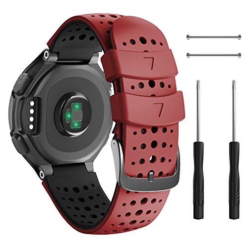 ANBEST Pulsera de Silicona Compatible con Garmin Forerunner 235/735XT/220/230/620/630 Correa Deportiva Adecuada para Garmin Approach S20/S5/S6, Rojo/Negro