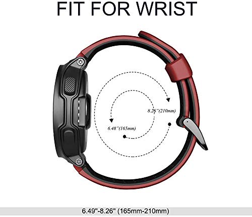 ANBEST Pulsera de Silicona Compatible con Garmin Forerunner 235/735XT/220/230/620/630 Correa Deportiva Adecuada para Garmin Approach S20/S5/S6, Rojo/Negro