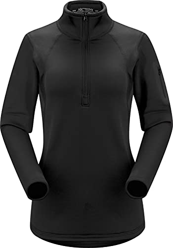 Arcteryx Rho Ar Zip Neck Women's Camiseta De Manga Larga, Mujer, Black, XL