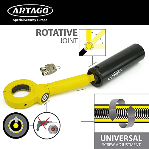 Artago 862A/B Barra Antirrobo Coche Cambio Freno Ajuste Rosca Más Adaptable, Cerradura Seguridad con Bola Anti-Taladro.