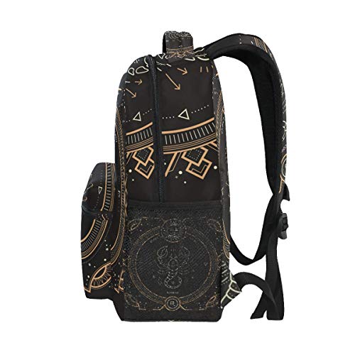 Arte Negro Escorpio Zodiaco Mochila de Estudiantes Hombro Mochilas para Viajes Escolar Niños Niñas