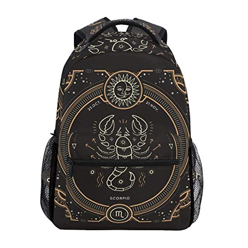 Arte Negro Escorpio Zodiaco Mochila de Estudiantes Hombro Mochilas para Viajes Escolar Niños Niñas