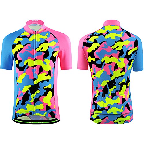 Ateid - Maillot de ciclismo para niños, manga corta, con pantalón, color Tarnung Rosa, tamaño 116