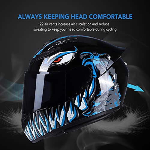 Aumotop Moto Integral Casco de Moto, Casco de Moto Rading Moda de Cara Completa, Ligero para Carreras de Motos