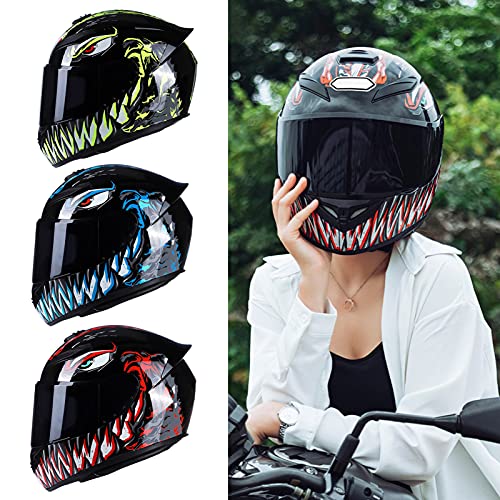 Aumotop Moto Integral Casco de Moto, Casco de Moto Rading Moda de Cara Completa, Ligero para Carreras de Motos