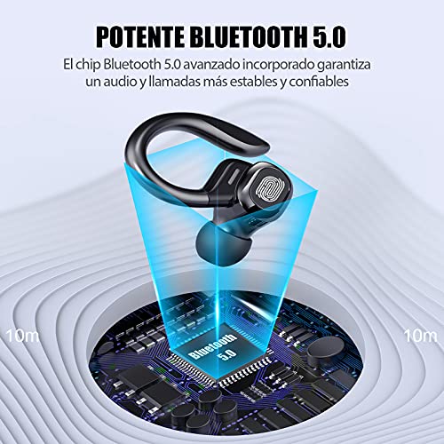 Auriculares Inalambricos Deportivos,Auriculares Bluetooth 5.0 con IPX65 Impermeable con Sonido HiFi estéreo 6D para Entrenamiento,Trabajo,Correr