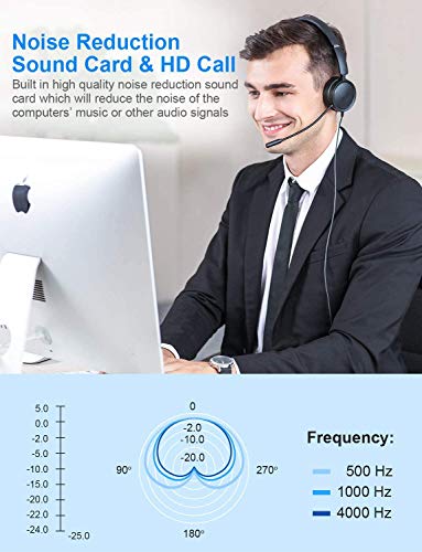 Auriculares Micrófono PC Auriculares Telefono USB/3.5mm Cancelación de Ruido & Sonido estéreo Claro Cascos Business para Skype Softphone Centros de Llamadas Cursos Online