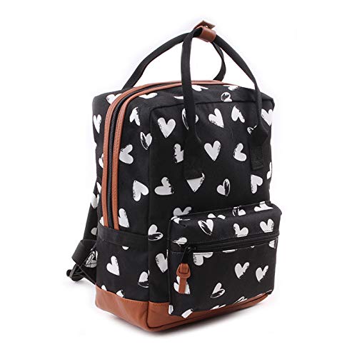 Backpack Kidzroom Black & White Hearts Mochila Infantil, 30 cm, Negro (Hearts Black)