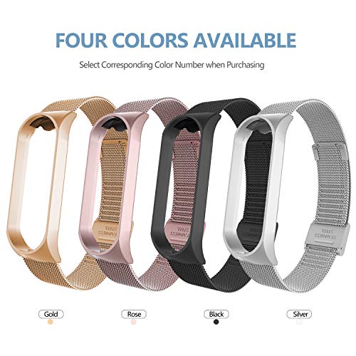 BANGTING Correa Acero Compatible con Pulseras Xiaomi Mi Band 5, Correas para Fundas Mi Fit Band 5 My Band 5 Inteligente Funda Miband5 Pulsera Reloj Metal Acero Inoxidable Banda Reemplazo (Negro)